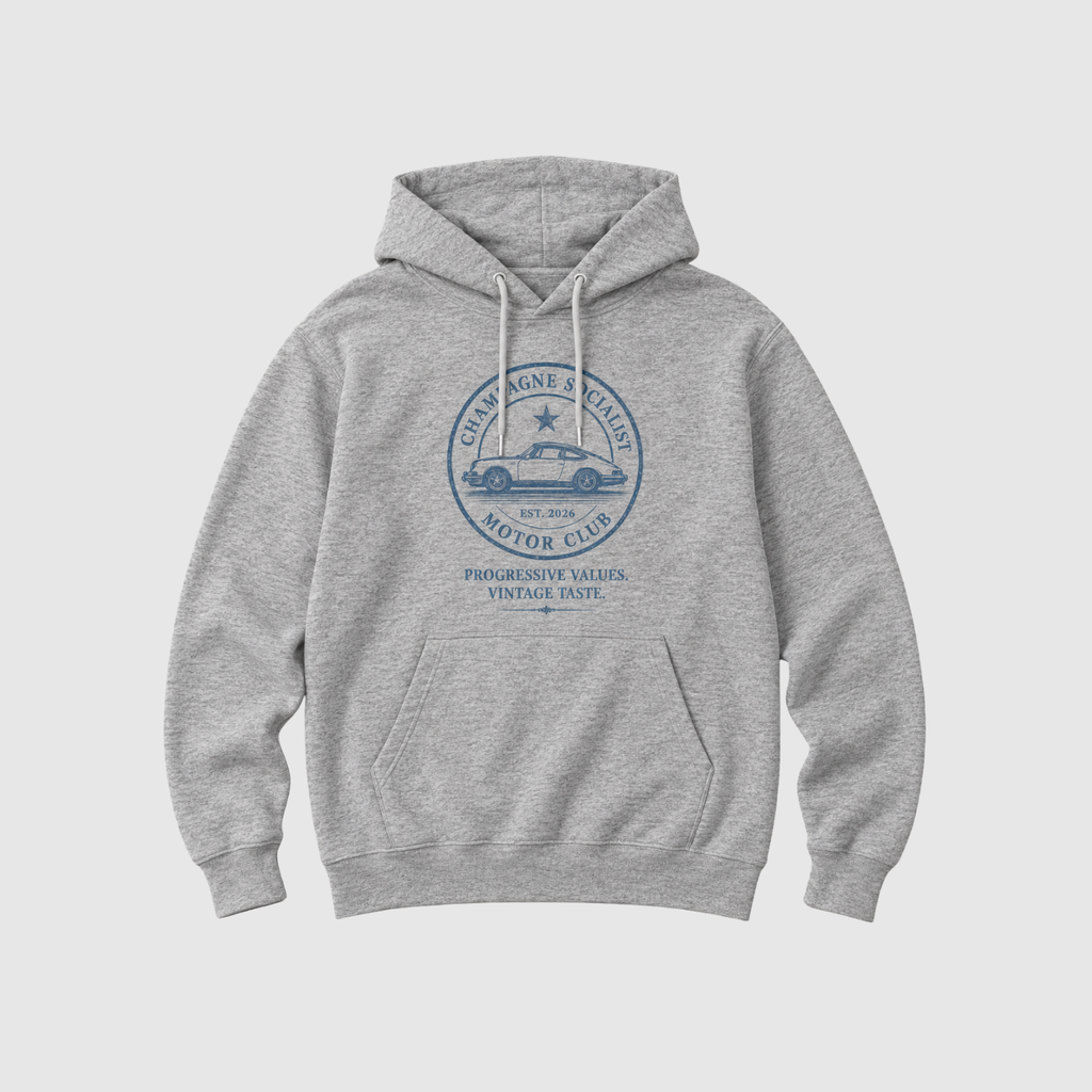 "CHAMPAGNE SOCIALIST MOTOR CLUB" ORGANIC HOODIE