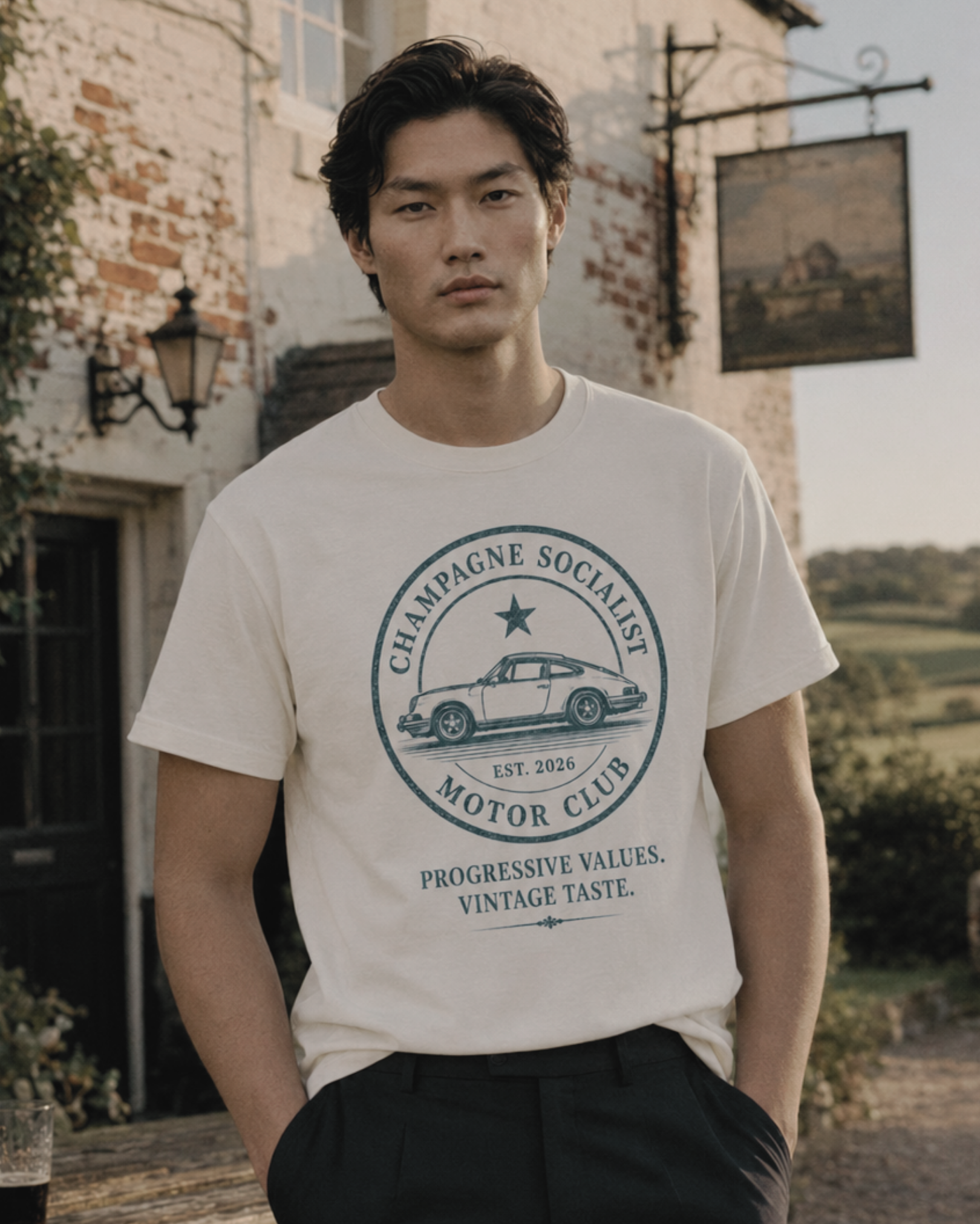 "CHAMPAGNE SOCIALIST MOTOR CLUB" ORGANIC T-SHIRT - Organic Shirt