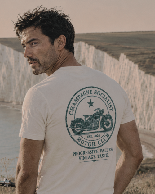 "CHAMPAGNE SOCIALIST MOTOR CLUB" ORGANIC SHIRT
