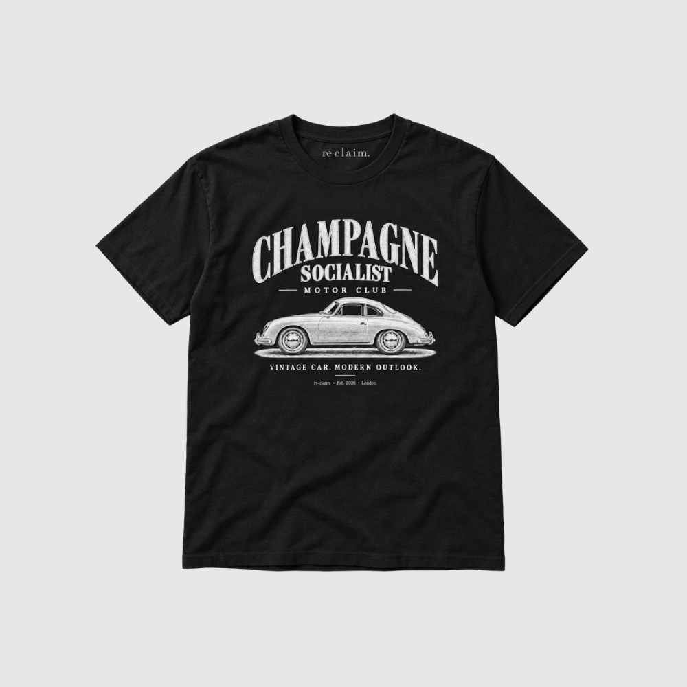 "CHAMPAGNE SOCIALIST MOTOR CLUB" ORGANIC T-SHIRT