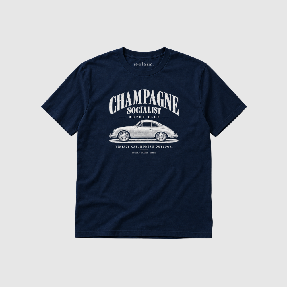 "CHAMPAGNE SOCIALIST MOTOR CLUB" ORGANIC T-SHIRT