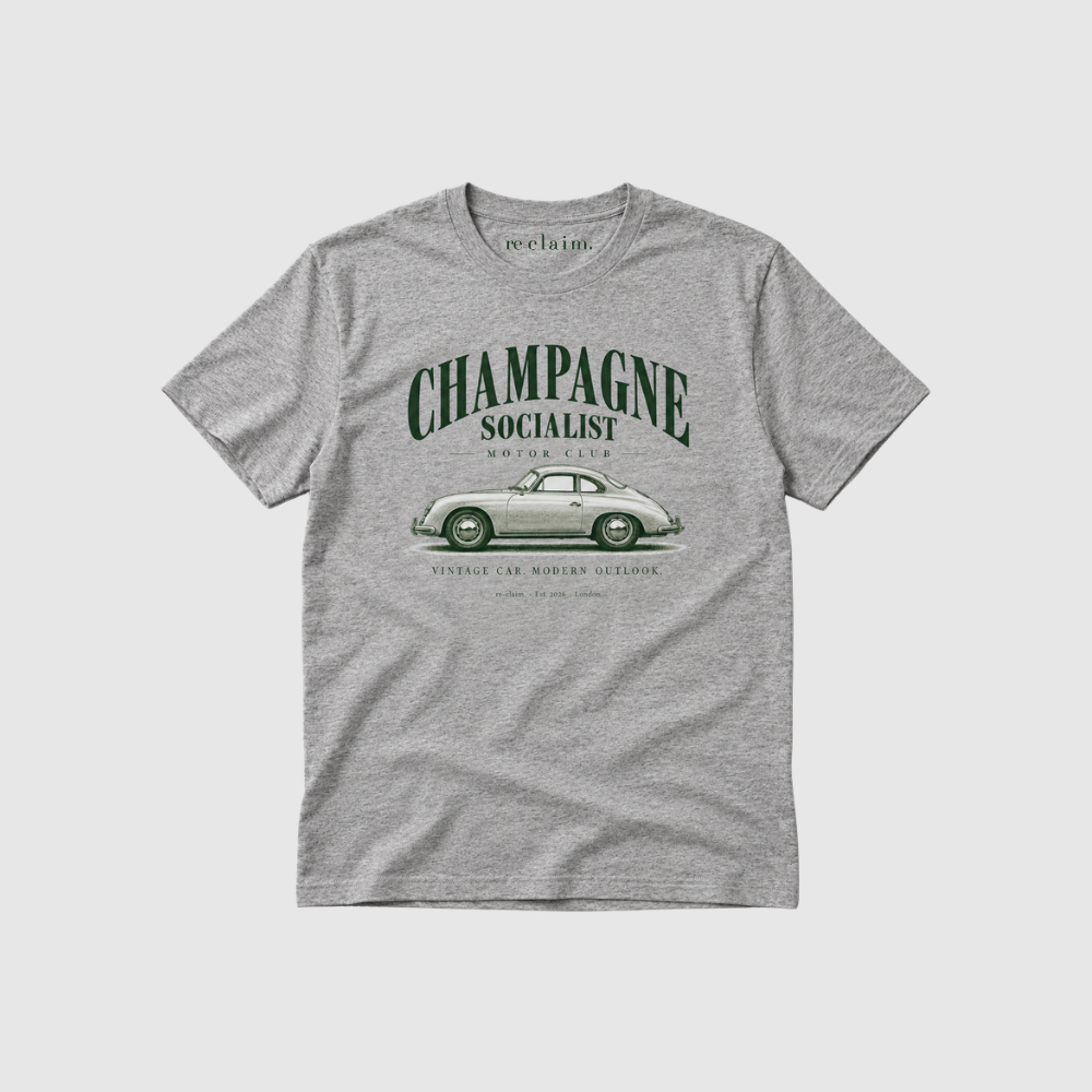 "CHAMPAGNE SOCIALIST MOTOR CLUB" ORGANIC T-SHIRT