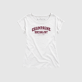 "CHAMPAGNE SOCIALIST" DISTRESSED, LADIES EXTENDED SHOULDER T- SHIRT