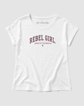 "REBEL GIRL - CHAMPAGNE TASTE, REVOLUTIONARY HEART" WOMEN'S EXTENDED SHOULDER T-SHIRT