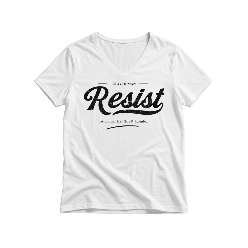 "RESIST" MENS ORGANIC V-NECK SHIRT