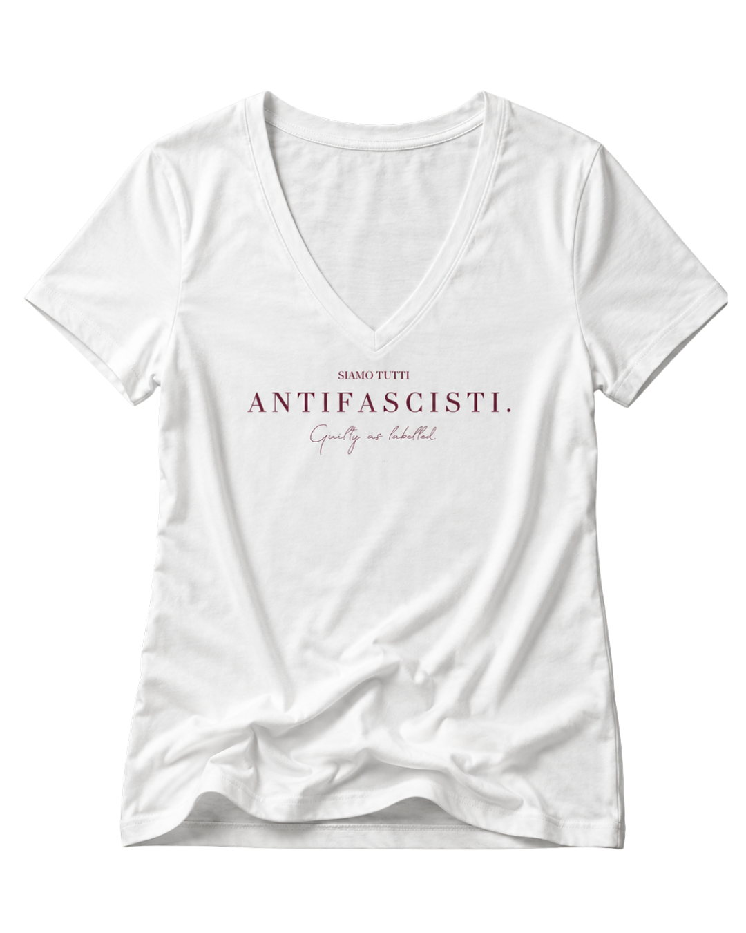 "SIAMO TUTTI ANTIFASCISTI." LADIES V-NECK SHIRT