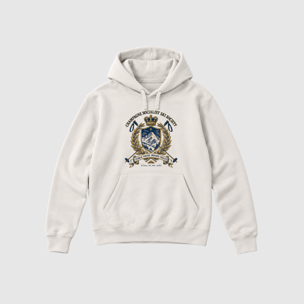 "CHAMPAGNE SOCIALIST SKI SOCIETY"  ORGANIC HOODIE