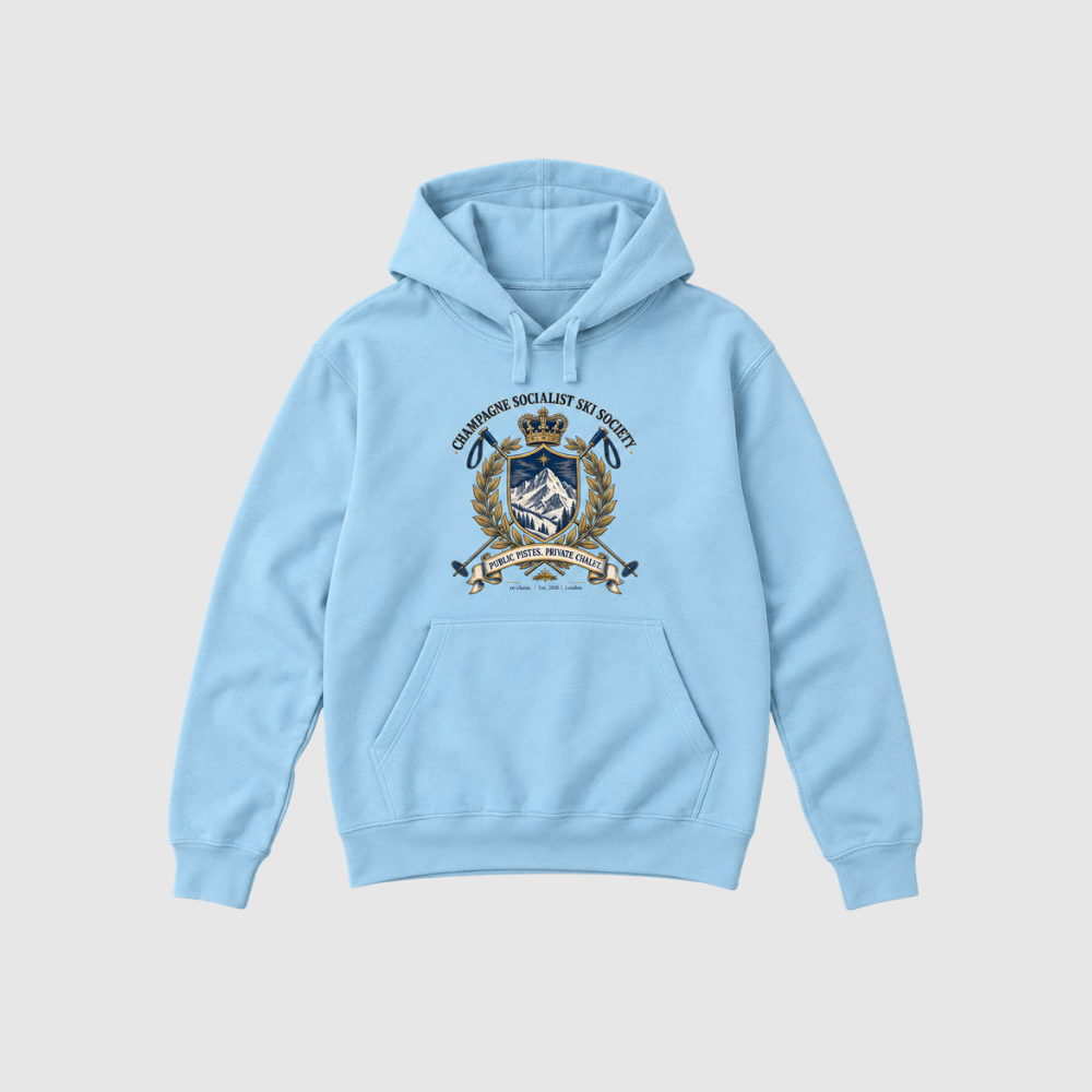 "CHAMPAGNE SOCIALIST SKI SOCIETY"  ORGANIC HOODIE