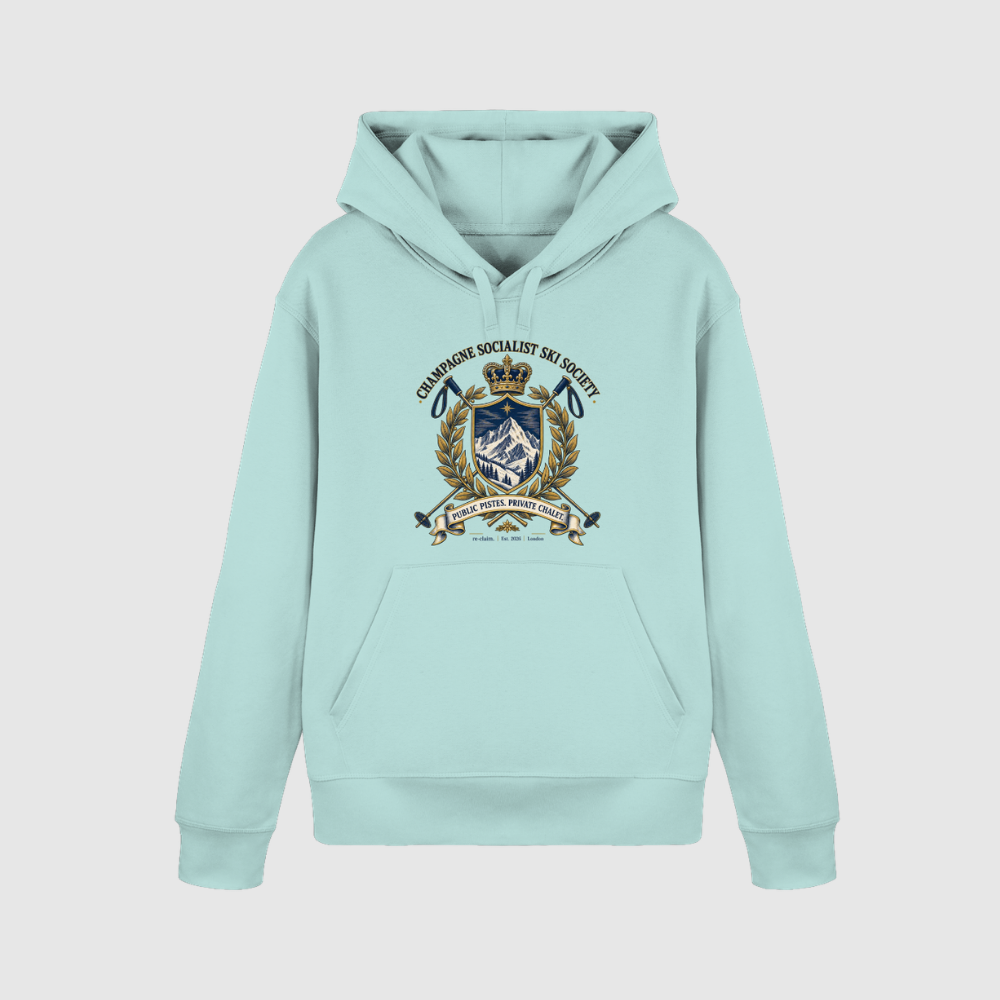 "CHAMPAGNE SOCIALIST SKI SOCIETY"  ORGANIC HOODIE