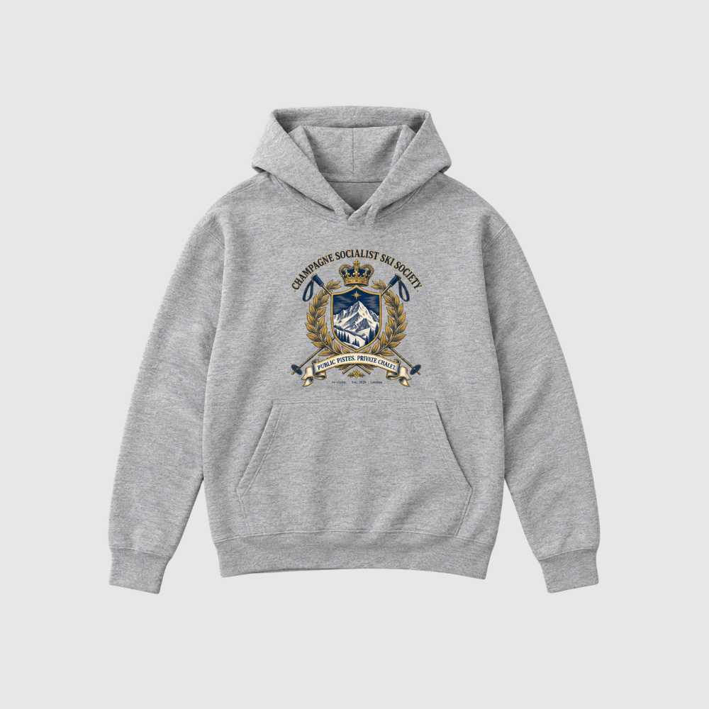 "CHAMPAGNE SOCIALIST SKI SOCIETY"  ORGANIC HOODIE