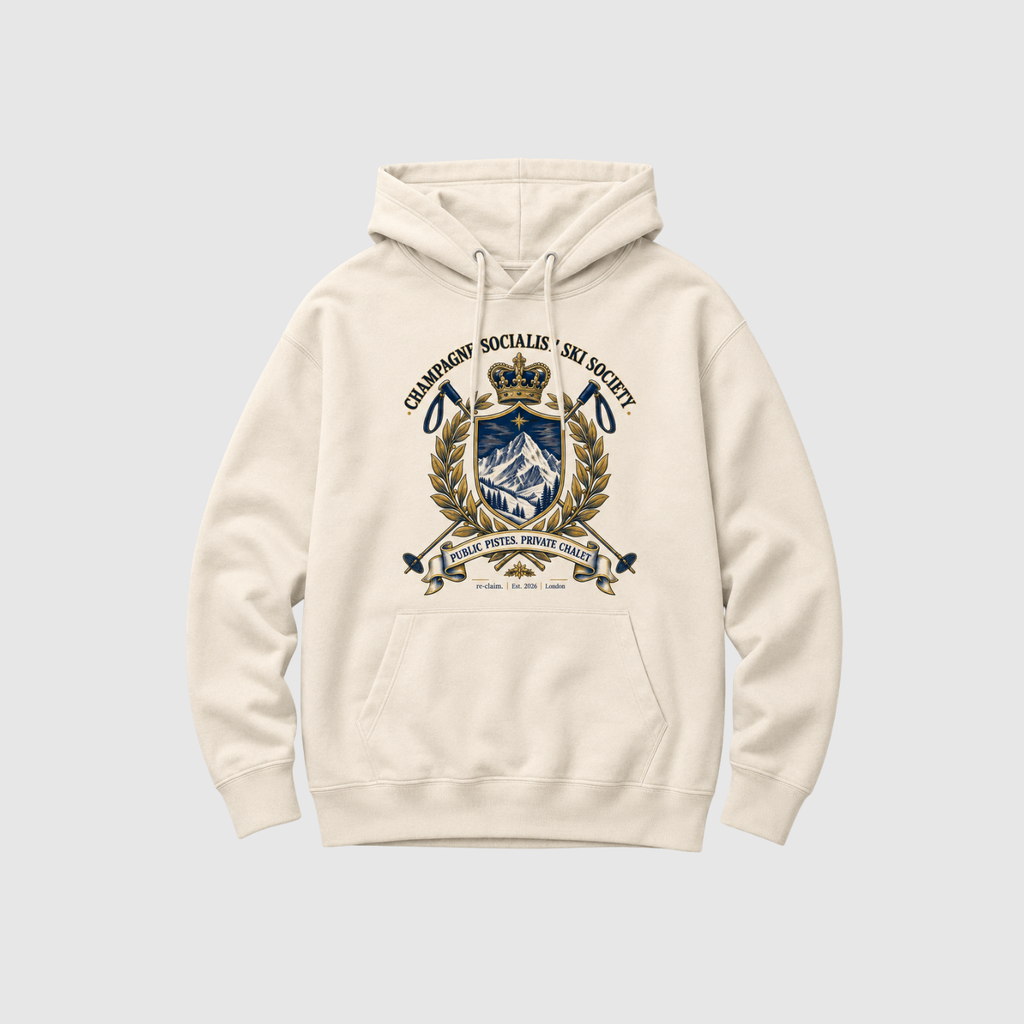 "CHAMPAGNE SOCIALIST SKI SOCIETY" ORGANIC HOODIE