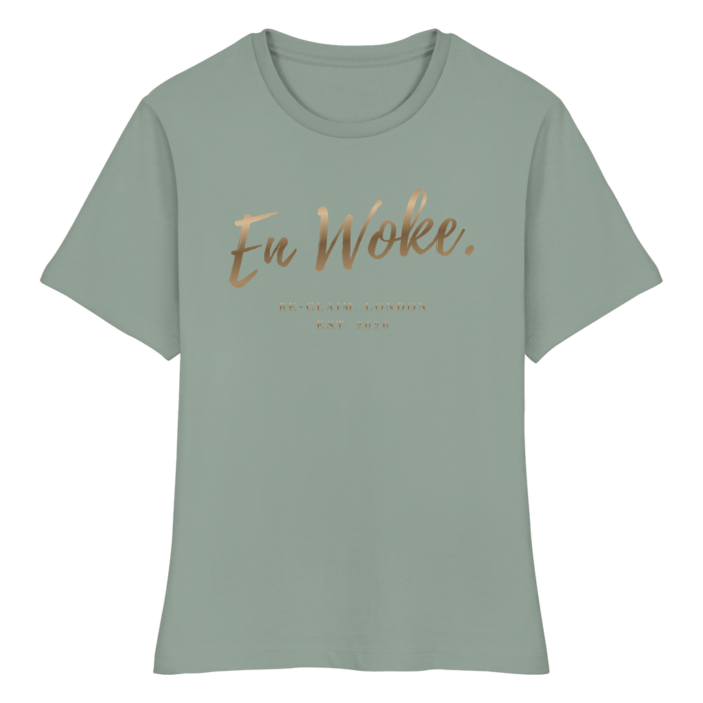 "EN WOKE." FITTED LADIES ORGANIC SHIRT