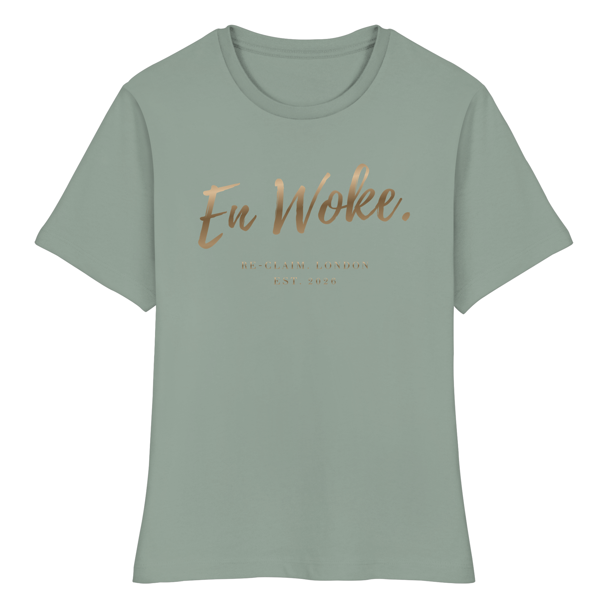 "EN WOKE." FITTED LADIES ORGANIC SHIRT