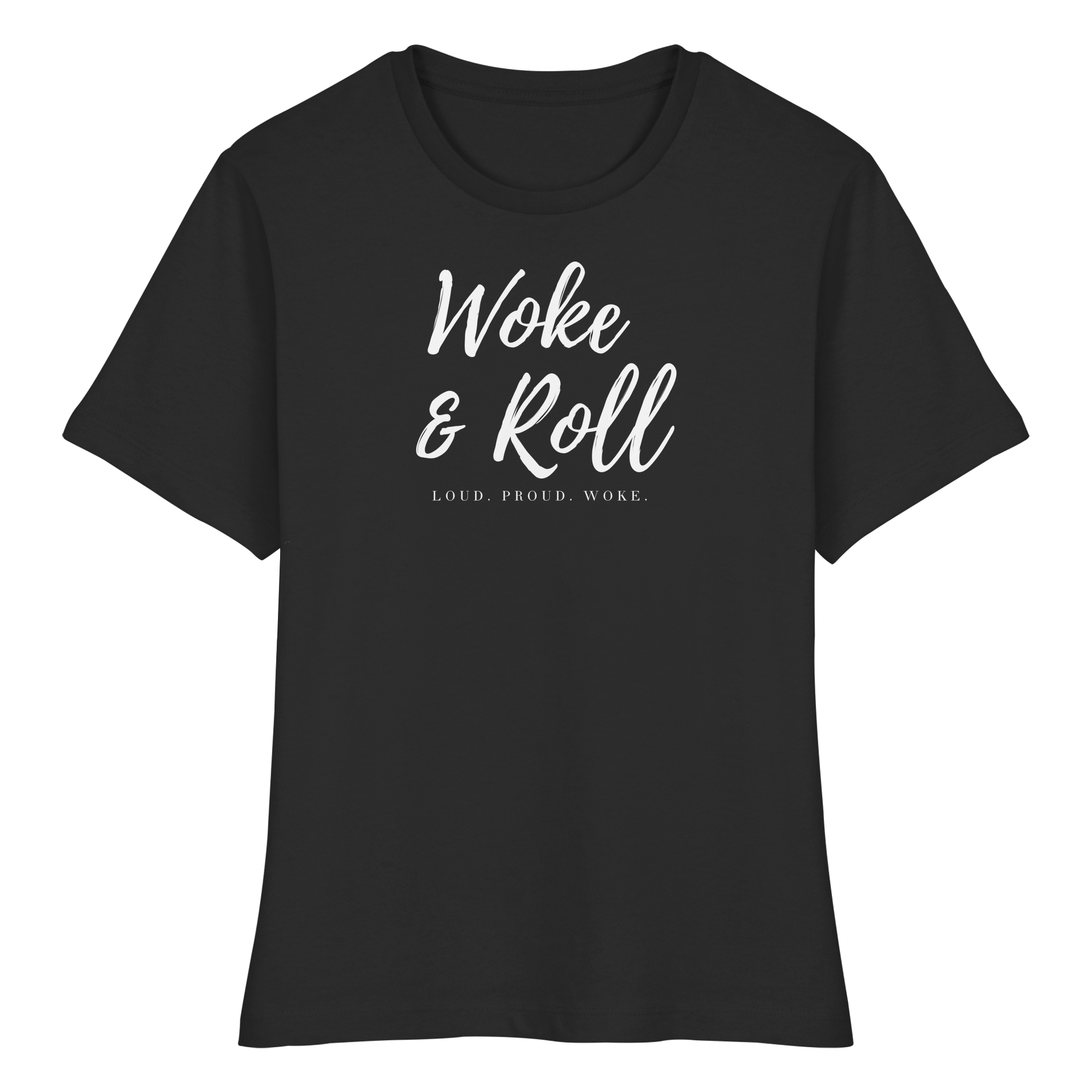 "WOKE & ROLL." FITTED LADIES SHIRT