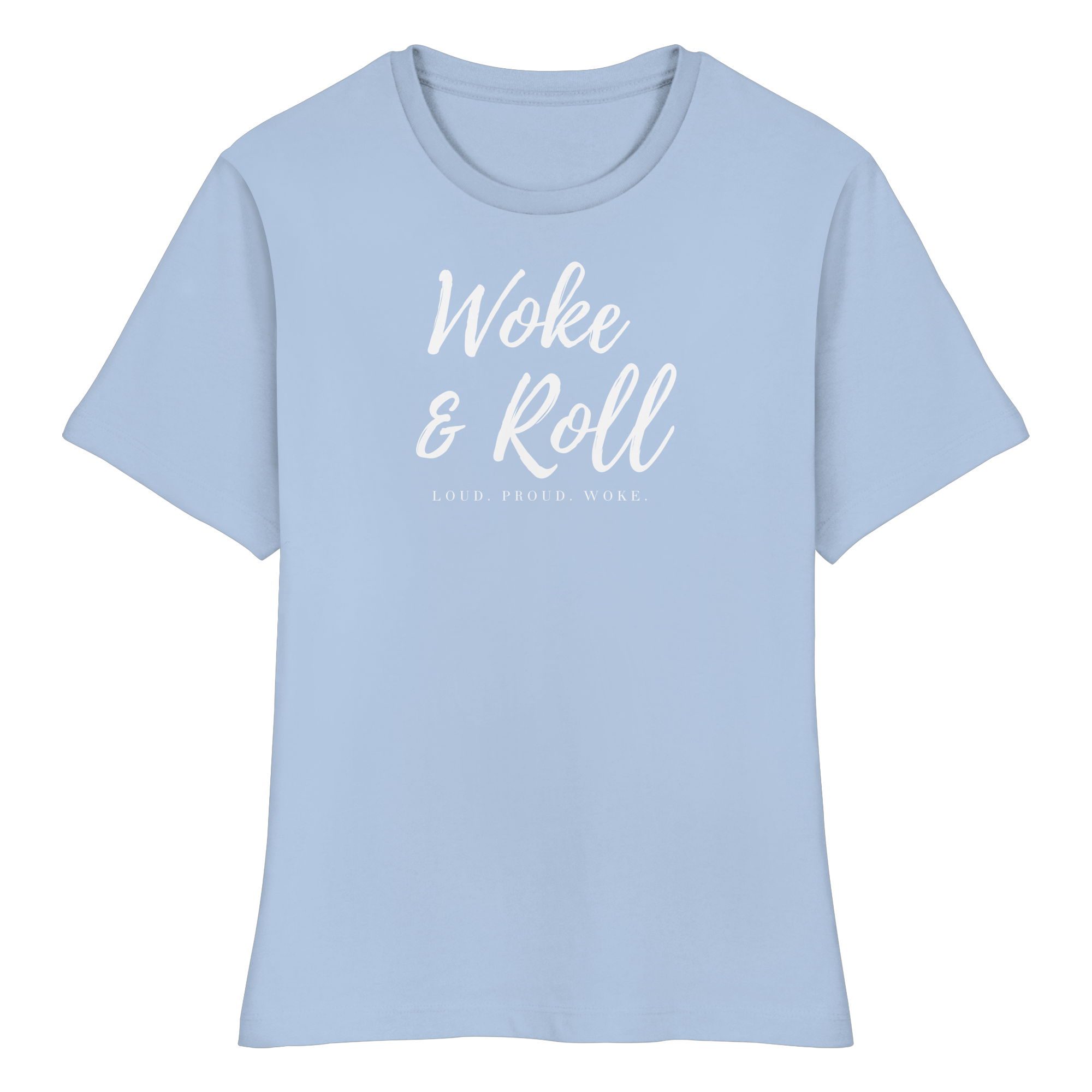 "WOKE & ROLL." FITTED LADIES SHIRT