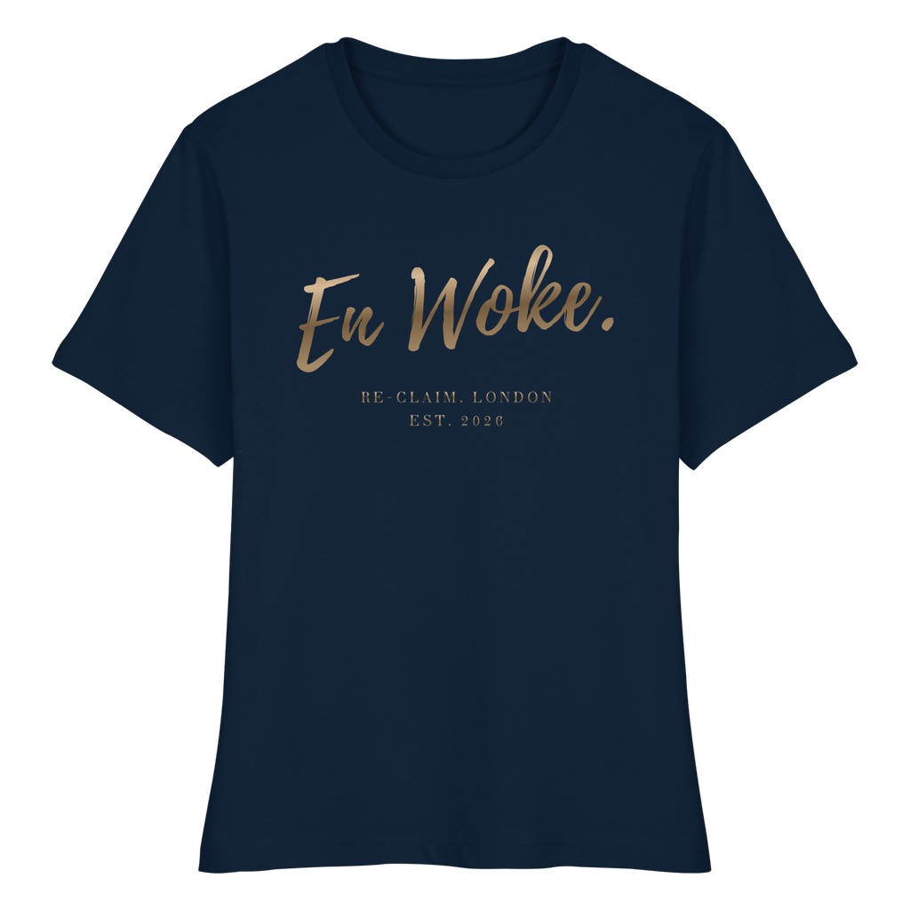 "EN WOKE." FITTED LADIES ORGANIC SHIRT