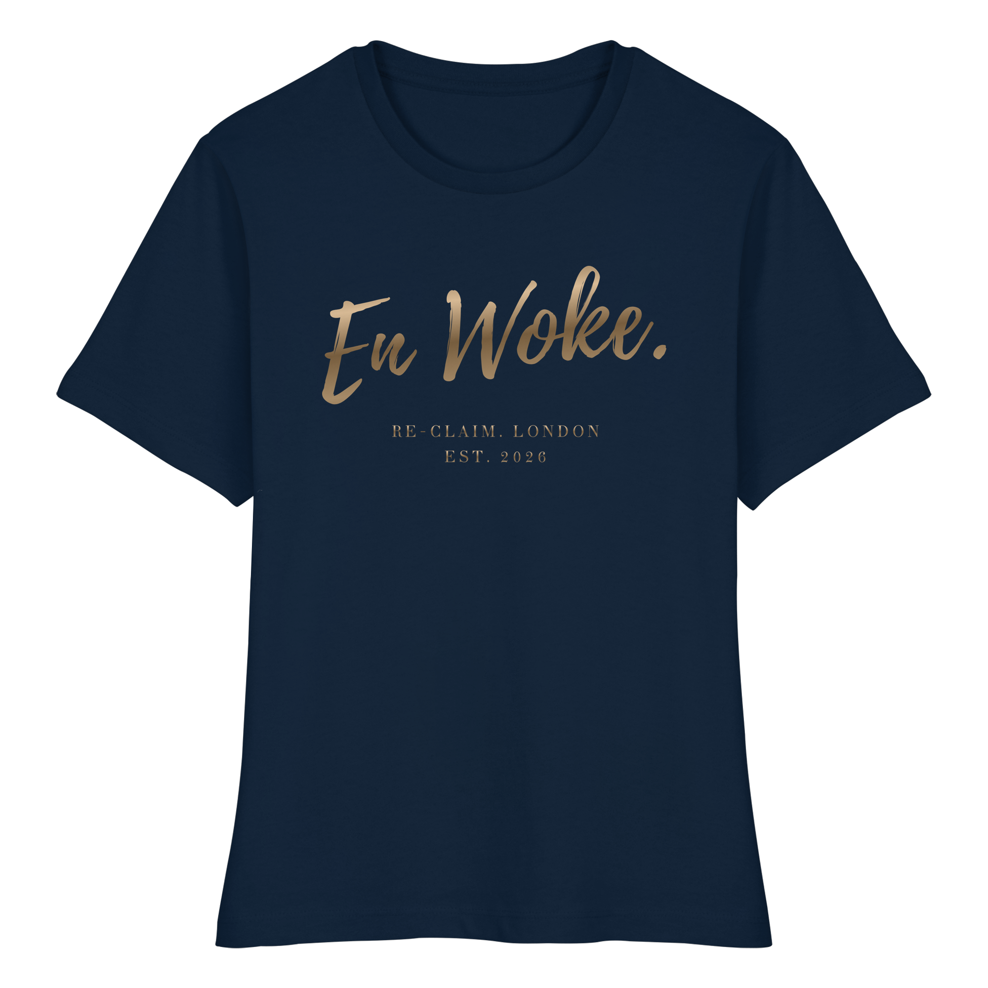"EN WOKE." FITTED LADIES ORGANIC SHIRT