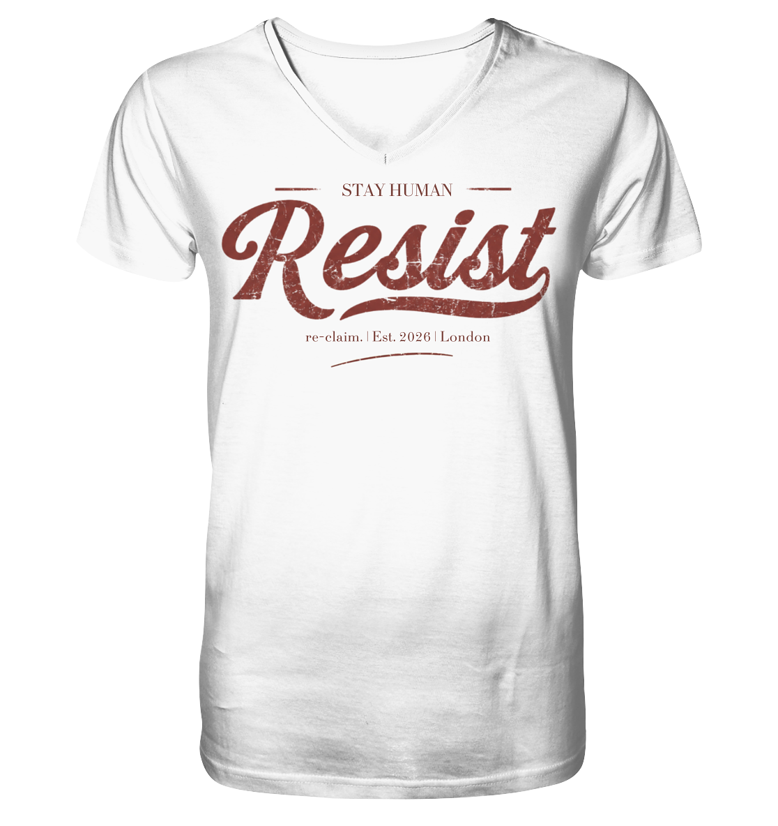 "RESIST" MENS ORGANIC V-NECK SHIRT