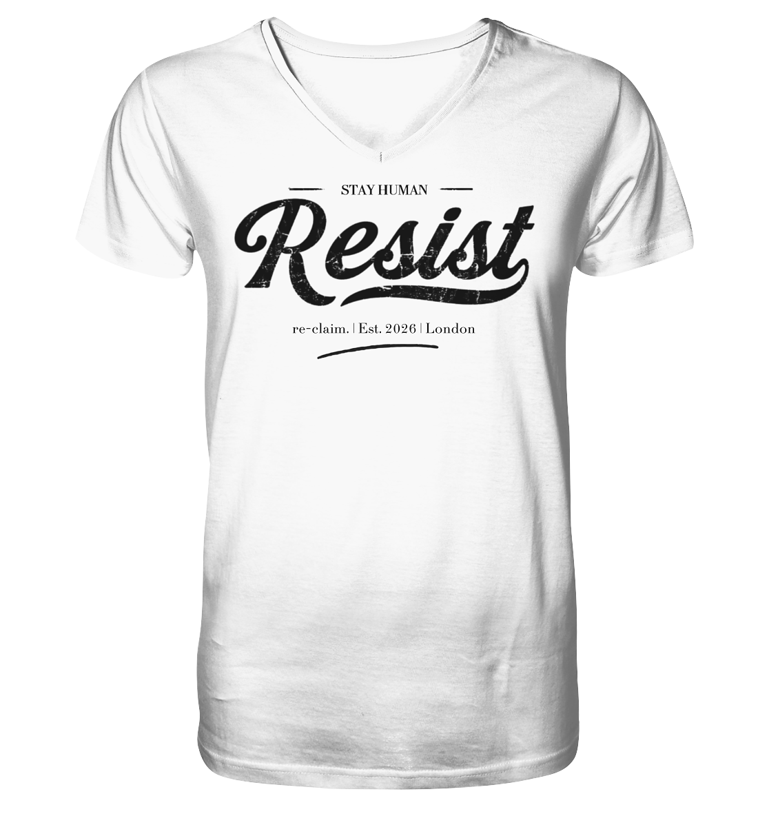 "RESIST" MENS ORGANIC V-NECK SHIRT