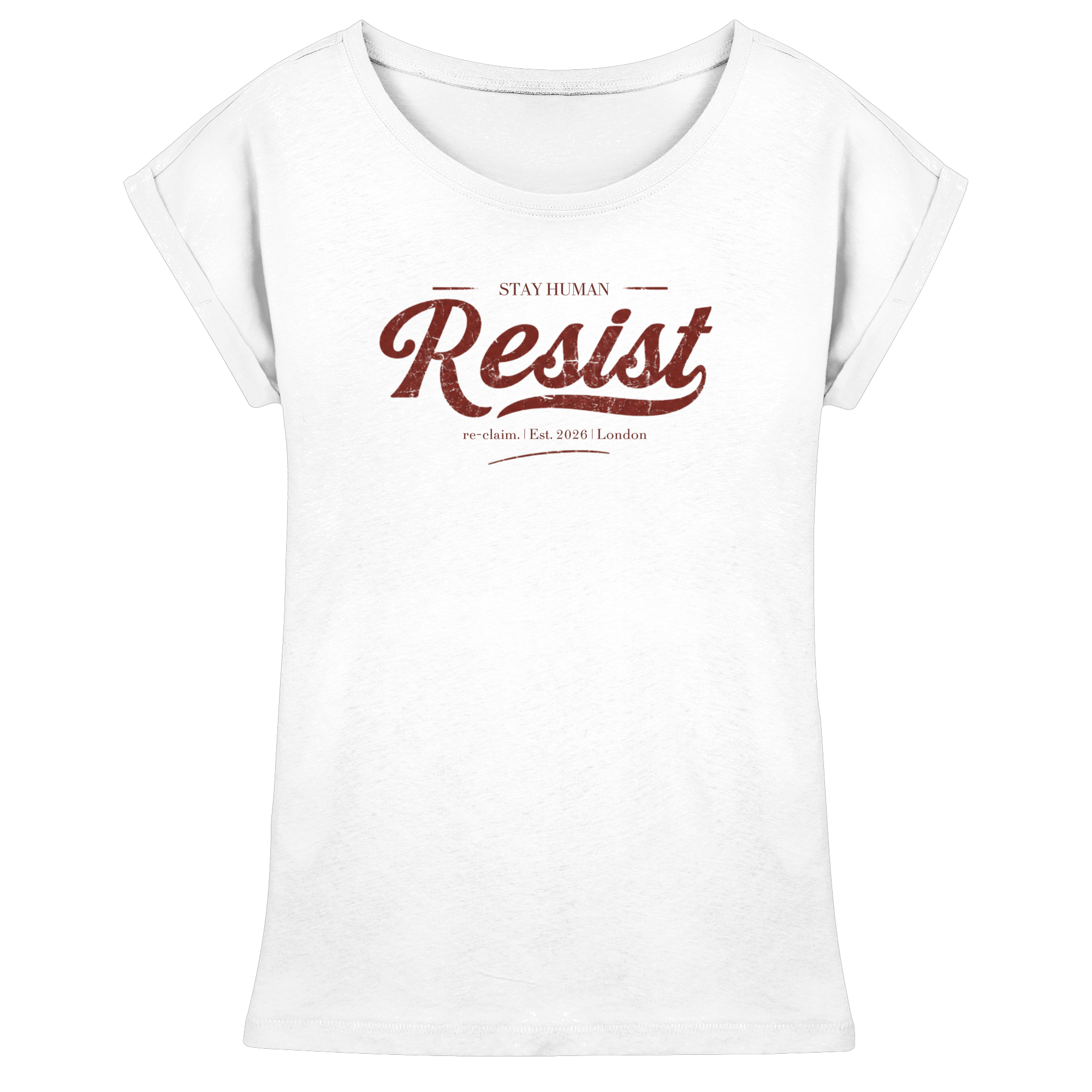 "RESIST" WOMENS EXTENDED SHOULDER T-SHIRT